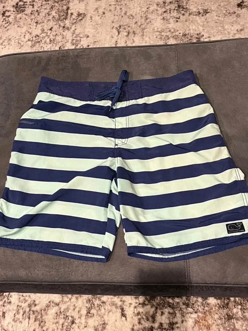 Vineyard Vines Navy and Light Blue Horizontal Stripe Board Shorts